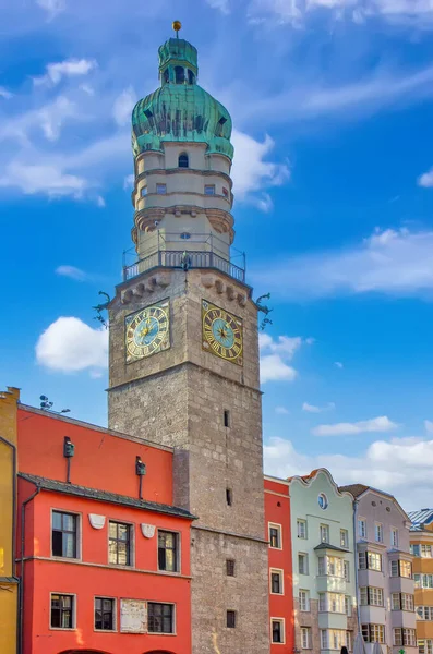 Знаменитая Часовая Башня Инсбруке Австрия Uhrturm — стоковое фото