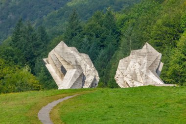 Tjentiste (located at Valley of the Heros) monument represents fallen soldiers who died battling for the freedom in II world war in Battle of the Sutjeska- Bosnia and Herzegovina clipart