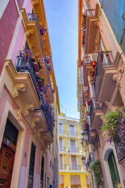 Valencia 'nın canlı mimarisi ve şehir güzelliğinin sergilendiği pitoresk bir sokak..