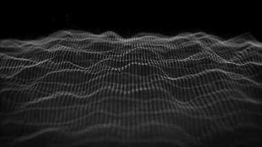 Küre ve fraktal hareketsiz döngü parçacıkları ile soyut teknoloji arkaplanının parçacıkları döngüleme / 4k animasyonuyla soyut teknoloji arkaplanı