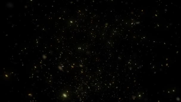 Uçan Yükselen Altın Fraktal Parçacıklara Sahip Soyut Bir Arkaplanın Soyut — Stok video