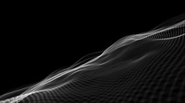 Soyut Yavaş Mo Dijital Dalgalanan Çizgiler Fx Arkaplan / 4k soyut yavaş çekim arkaplanının dijital fraktal parçacık çizgileri sallanan animasyonu