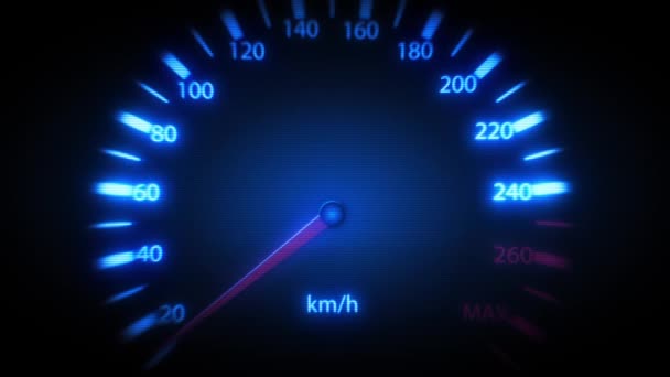 Mobil Speedometer Percepatan Dengan Kecepatan Animasi Dari Mobil Atau Truk — Stok Video
