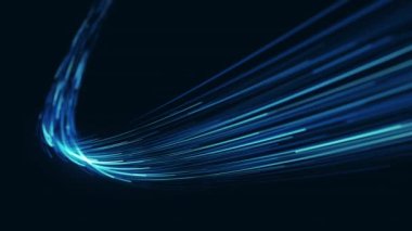 Soyut Hafif Fiber İplikler Akıyor Arkaplan / 4k Soyut yavaş çekim duvar kağıdı teknolojisinin canlandırması Güçlü hız vuruşları ve alan derinliği ile birlikte