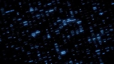 Büyük Veri Dijital İşletmeleri Hitech Soyut bir duvar kağıdının 4k animasyonu Büyük bir veri iş dünyası dijital teknolojisi arkaplanı Bağlı hatlar ve alan derinliği ile akan sayı matrisi