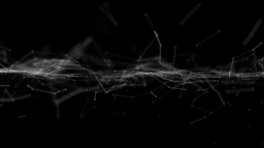 Ağ dijital veri kavramı ve iletişimi için hareket çizgileri ve noktaları olan soyut bir pleksus şekilli duvar kağıdı arka planının soyut Dijital Veri Plexus Teknolojisi Arka planı / 4k animasyonu