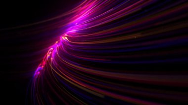 Alanın derinliği ve takip eden hareket yolu yörüngesi ile parlayan 3d ışık vuruşlarının soyut bir duvar kağıdı arkaplanının Parlak 3d Işık Vuruşları / 4k animasyonu