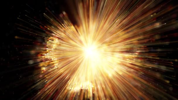 具有分形粒子闪光和场深度的抽象冲击波爆炸背景的冲击波星爆炸背景 4K动画 — 图库视频影像