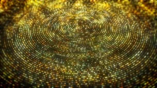 Flickering Concentric Circles Streaming Background Animation Abstract Golden Wallpaper Ornament — Stock Video