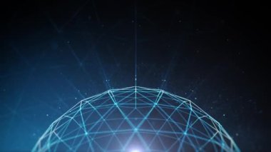 3D Digital Earth Technology Background/ 4k animation of an abstract high technology background 3d low polygons earth sphere spinning