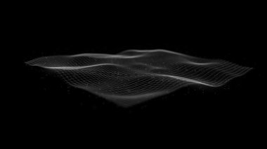 Abstract Mesh Waving Fx Background Loop/ 4k animation of an abstract fractal background with mesh surface and particle lines waving and seamless looping