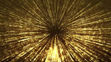 Abstract Gold Filaments Bursting Background/ 4k animation of an abstract wallpaper background of bursting gold filaments lines and particles sparkling with glimmer fx and depth of field