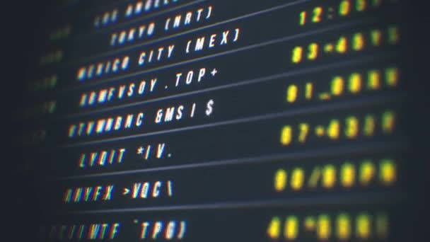 Airport Travel Departure Board Achtergrond Animatie Van Een Luchthaven Terminal — Stockvideo