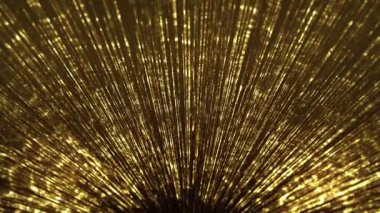 Abstract Gold Filaments Bursting Background/ 4k animation of an abstract wallpaper background of bursting gold filaments lines and particles sparkling with glimmer fx and depth of field