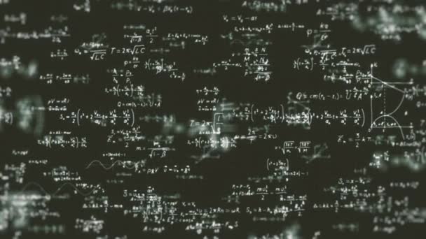 Equazioni Formule Matematiche Sulla Lavagna Animazione Background Scientifico Astratto Equazioni — Video Stock