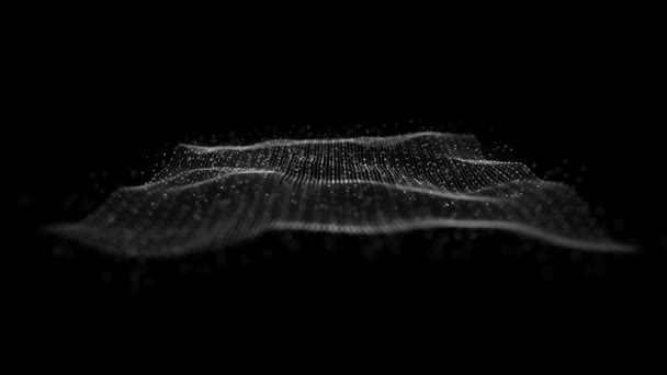 アブストラクトメッシュ波束Fx背景メッシュ面と粒子線のある抽象的フラクタル背景のループ 4Kアニメーション波浪とシームレスループ — ストック動画