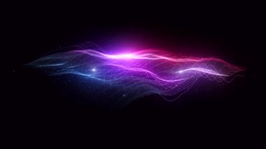 Colorful Waving Mesh Fx Background Loop/ 4k animation of an abstract colorful fractal background with mesh surface and particle lines waving and seamless looping