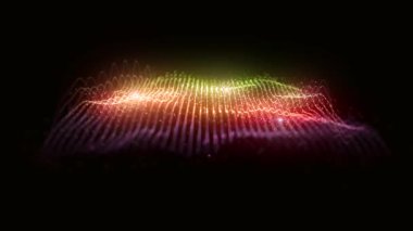 Colorful Waving Mesh Fx Background Loop/ 4k animation of an abstract colorful fractal background with mesh surface and particle lines waving and seamless looping