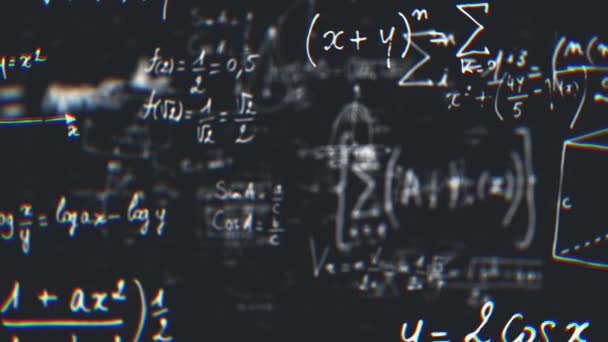 Μαθηματικά Εξισώσεις Και Διαγράμματα Στο Blackboard Animation Ενός Αφηρημένου Επιστημονικού — Αρχείο Βίντεο