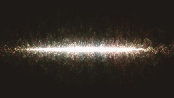 電気光ビームが前へ進む粒子や乱流波によるスローモーションにおける抽象的な電気爆発の背景の4Kアニメーション — ストック動画