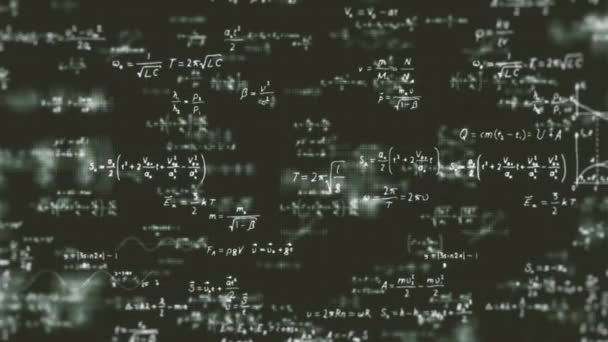 Matematika Rovnice Vzorce Tabuli Animace Abstraktní Vědecké Pozadí Matematiky Rovnic — Stock video