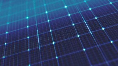 Abstract Technology Grid Background/ 4k animation of an abstract fractal synthwave grid technology background with glowing lines
