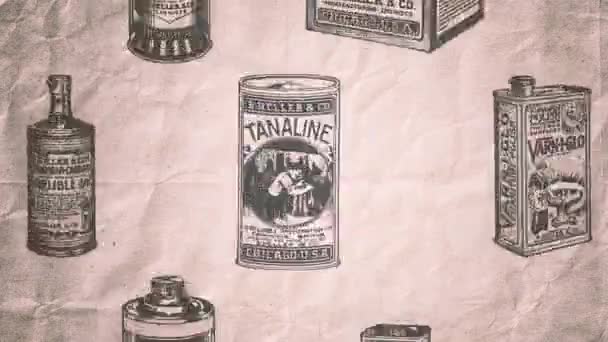 Old Retro 1800S Ads Stop Motion Texture Loop Motion Graphics — Stockvideo