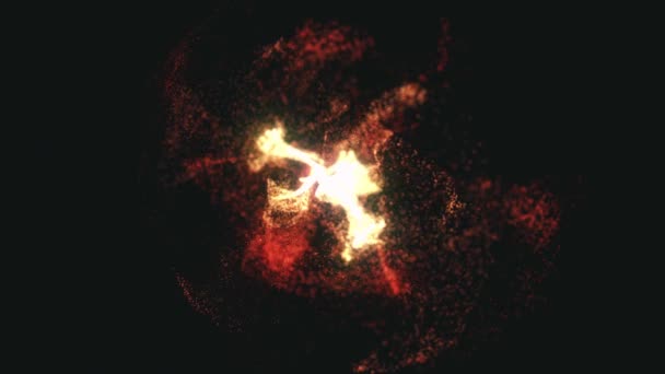 Partículas Paisaje Con Foco Meneante Animación Paisaje Abstracto Partículas Incandescentes — Vídeo de stock
