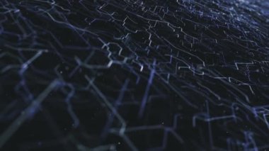 Abstract Digital Data Hitech Background/ 4k animation of an abstract high technology wallpaper background visual fx of data lines and particles zooming in with ambient occlusion and depth of field