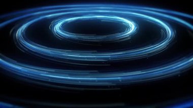 Spinning Partiküllerinin eş merkezli halkaları / soyut dönen parçacıkların ışık merkezli dairesel hareketler ve ışık efekti ve alan bulanıklığı derinliği