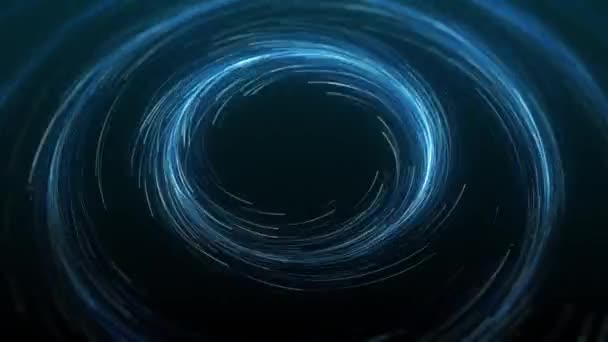 具有发光效果和场模糊深度的同心圆运动中抽象动态快速旋转粒子光的动力学同心旋转 4K动画 — 图库视频影像