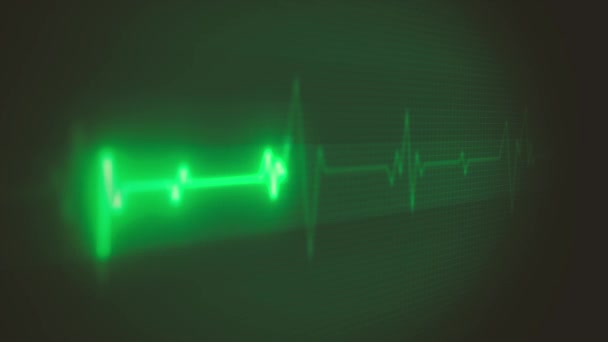 心臓脈拍の信号の赤い正弦波が付いている健康技術の背景の医学の心臓の脈拍の波の波の波 4Kアニメーション — ストック動画