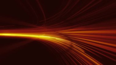 Soyut ağır çekim teknolojisinin 4k animasyonu güçlü neon kıvrımlı, çok renkli parçacık desenleri ve dizgilerinin arka planında