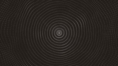 Ağ yüzeyi ve parçacık çizgileri dalgalanması ve alan bulanıklığının derinliği ile soyut fraktal bir fraktal arkaplan için soyut Radyal Dairesel Ağ Dalga / 4k animasyonu