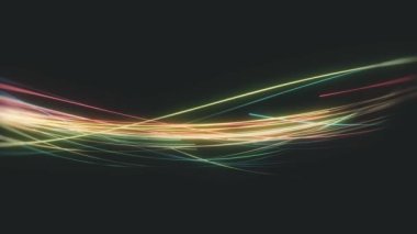 Slow Mo Light Strings Particles Background/ 4k animation of an abstract slow motion technology background of powerful swirling speed neon multicolored particles patterns and strings