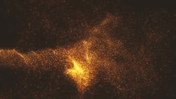 带颗粒漂浮和场模糊深度的金抽象分形背景的背景 4K动画 — 图库视频影像