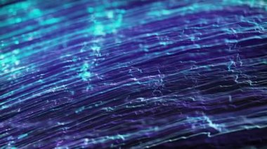 Soyut Yavaş Hareket Dönen Neon Çizgileri Arkaplan / 4k Soyut bir duvar kağıdı teknolojisi animasyonu Alan derinliği ile dönen neon çizgileri