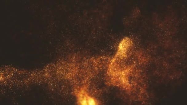 带颗粒漂浮和场模糊深度的金抽象分形背景的背景 4K动画 — 图库视频影像