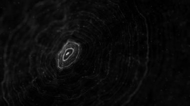 Soyut Dijital Teknoloji Halkaları ve Veri Çizgileri / 4k animasyonu soyut duvar kâğıdı teknolojisi arka planında eşmerkezli daire çizgileri yavaşça dönen parçacıklar