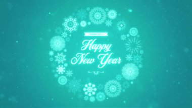 Mutlu yıllar arkaplan animasyonu / 4k animasyonu mutlu yeni yıl arkaplanı kar parçacıkları ve metin için güzel bir tipografi