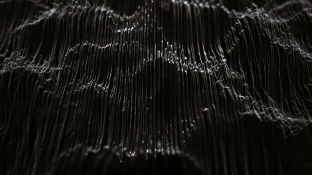 微粒子線がゆっくりと波動する抽象フラクタル有機メッシュ表面の最小限のデザインのメッシュラインバックグラウンド 4Kモーショングラフィックス — ストック動画