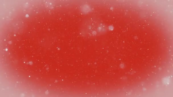 Красный Фон Анимация Абстрактного Красного Зимнего Фона Снежинками Частицами Падающими — стоковое видео