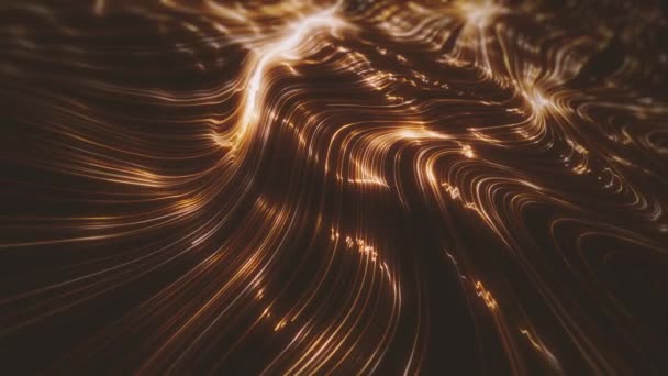 Gold Streaming Lines Фон Анімація Абстрактного Тла Струнних Потокових Світлових — стокове відео