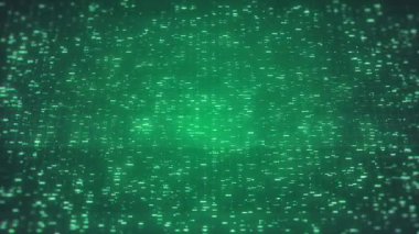 Ekran Arkaplanındaki Veri Dizileri / Geniş Veri Teknolojisi desenleri ve alan bulanıklığının derinliği ile soyut bir arkaplan canlandırması