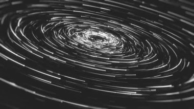 Dairesel Parçacıkların Dönüşü / Çember ve dönen parçacıklar ve alan bulanıklığının derinliği ile soyut bir arkaplan canlandırması