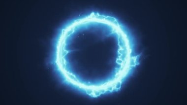 Enerji çemberinin soyut arkaplan döngüsü / enerji çemberi parlayan ve elektrik şablonlarına sahip soyut bir arkaplan canlandırması