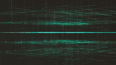 3d Sistem Teknolojisi Arkaplanı / Yüksek teknolojili şebeke şablonları ve alan bulanıklığının derinliği ile soyut bir arkaplan canlandırması
