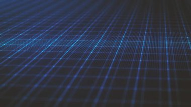 Düz ızgara döndürme ve alan bulanıklığı derinliği ile soyut minimum teknoloji arkaplanının 3d Teknoloji Şebeke Döndürme / Canlandırması