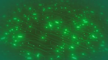 Elektronik yonga setleri bağlı ve alan bulanıklığının derinliği ile soyut bir teknoloji arka planının bilgisayar ana kart Chipset Arkaplanı / Animasyonu