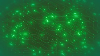 Elektronik yonga setleri bağlı ve alan bulanıklığının derinliği ile soyut bir teknoloji arka planının bilgisayar ana kart Chipset Arkaplanı / Animasyonu